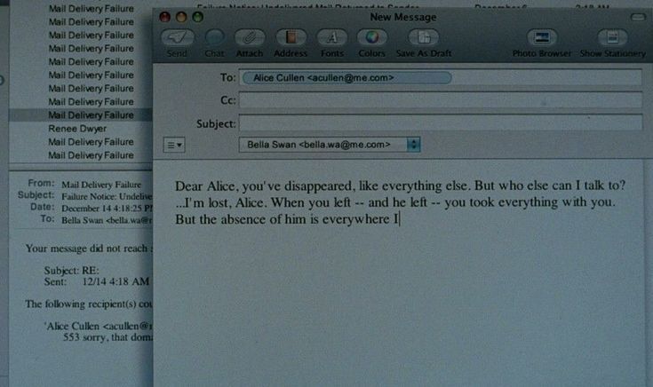 email image of bella's email to alice