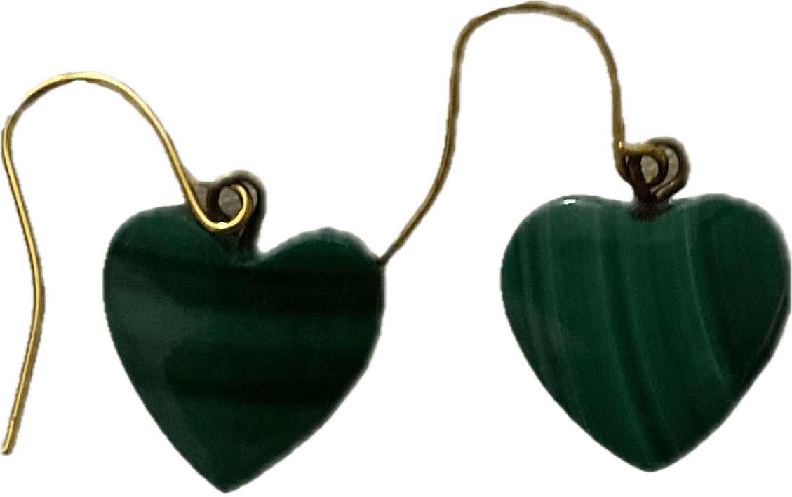 Green Malachite heart-shaped earrings