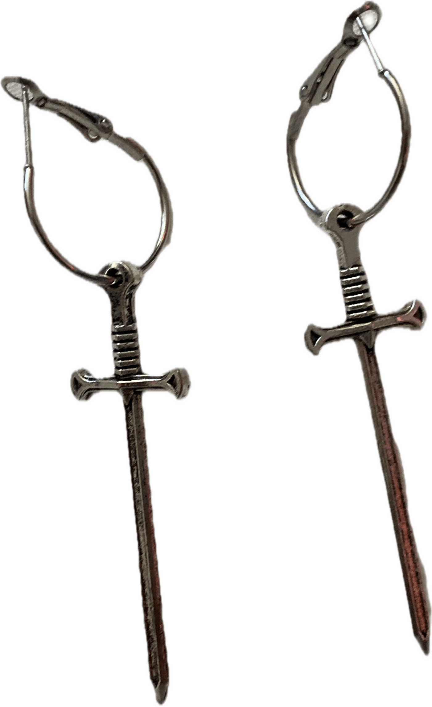Silver sword earrings